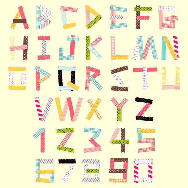 Lettre majuscule et jeu de chiffres — Image vectorielle