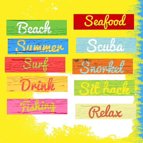 Summer time colorful wood paint banner — Stock Vector