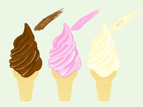 Crème glacée trois saveurs — Image vectorielle