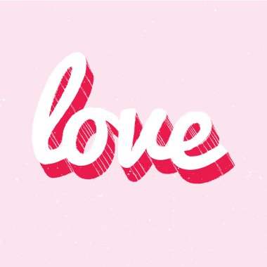 pembe bir arka plan üzerinde kırmızı ve beyaz aşk yazı