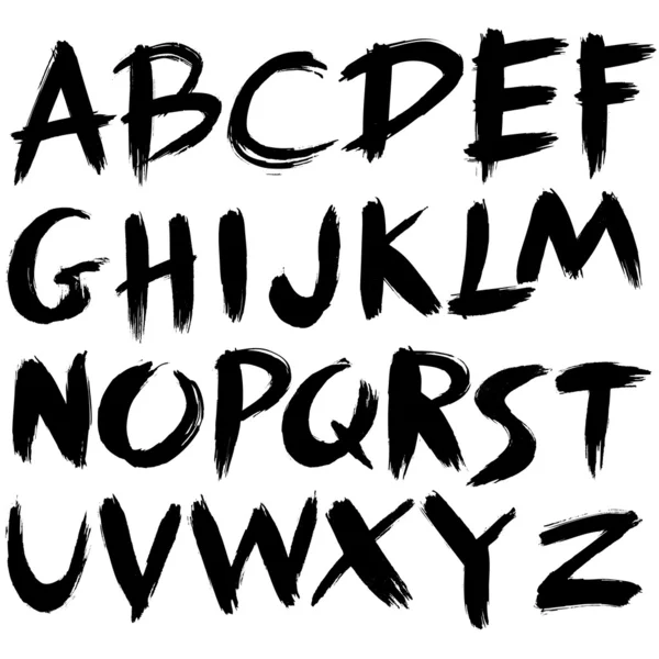 Ręka, ciągnione, alfabet obrysu pędzla, grunge style Grafika Wektorowa