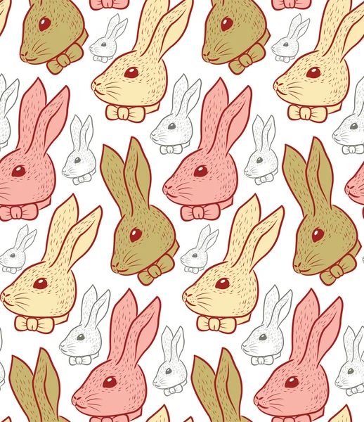 Patrón de conejo dibujado a mano vintage — Archivo Imágenes Vectoriales