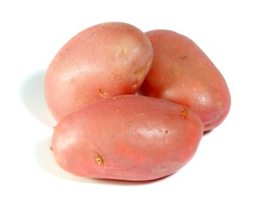 Üç patates beyaz zemin üzerine izole