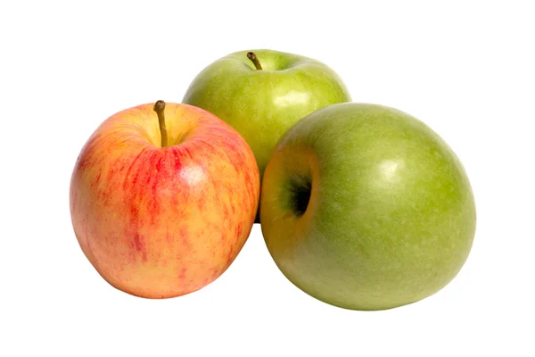 Kolme omenaa valkoisella — kuvapankkivalokuva