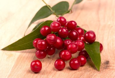 ahşap üzerine kırmızı meyveler