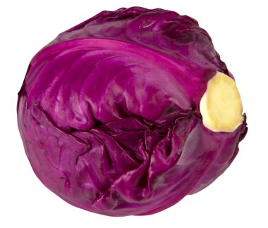 Mor lahana beyaz arkaplanda izole edilmiş.