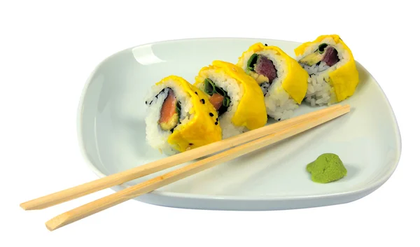 Sushi with scrambled eggs — Stock Photo, Image