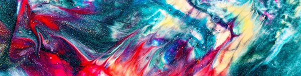 具有大理石图案的丙烯酸纹理的特写片段 液体油漆背景 五彩缤纷的色彩混合在一起 受宇宙空间启发的抽象艺术壁纸 — 图库照片