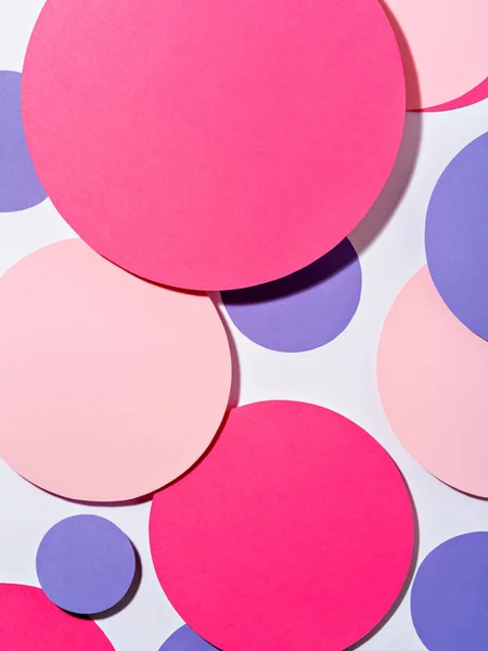 Background Colourful Paper Circles Memphis Geometric Style Cut Out Pink — Zdjęcie stockowe