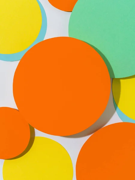 Background Yellow Orange Paper Circles Memphis Geometric Style Cut Out —  Fotos de Stock