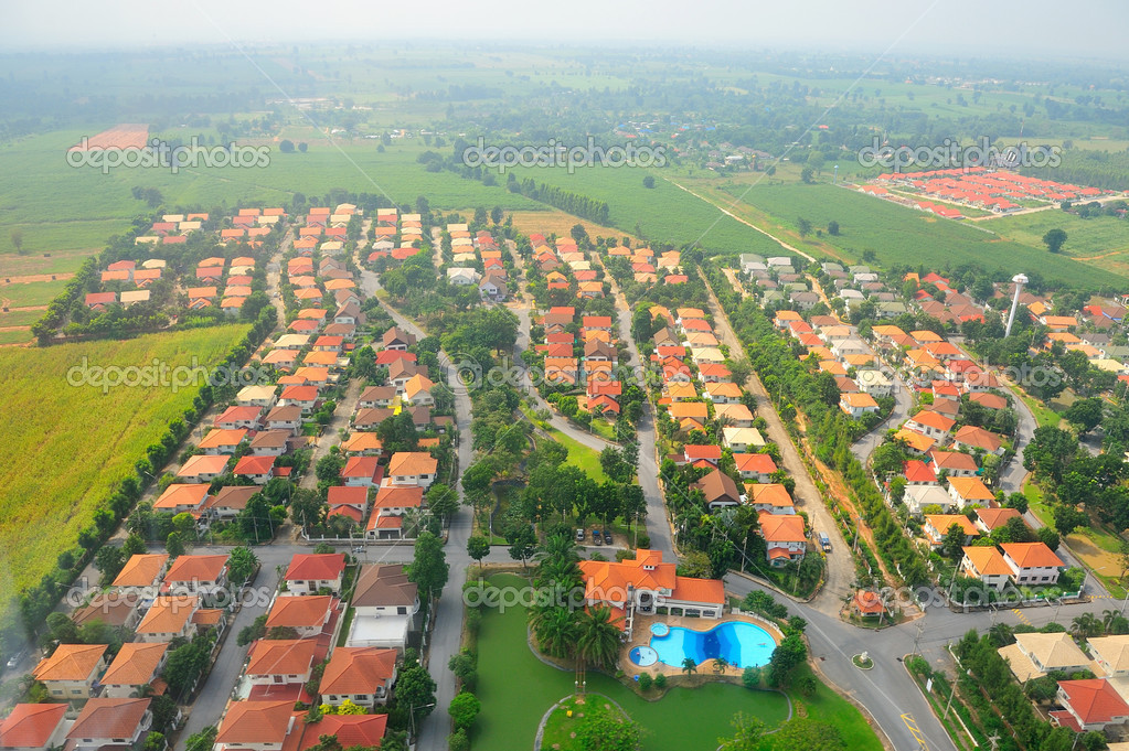Aerial View Of A Village In Pathum Thani Thailand Stock Photo Image By C Kampee P