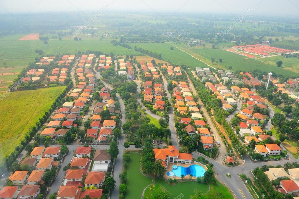 Aerial View Of A Village In Pathum Thani Thailand Stock Photo Image By C Kampee P