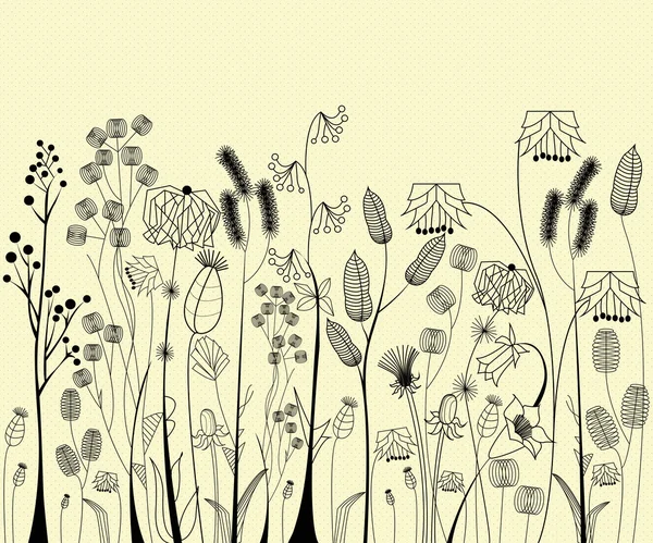 手の花とハーブの描画 — ストックベクタ