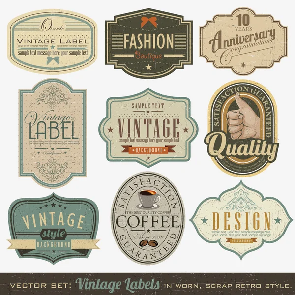 Vintage címkék — Stock Vector