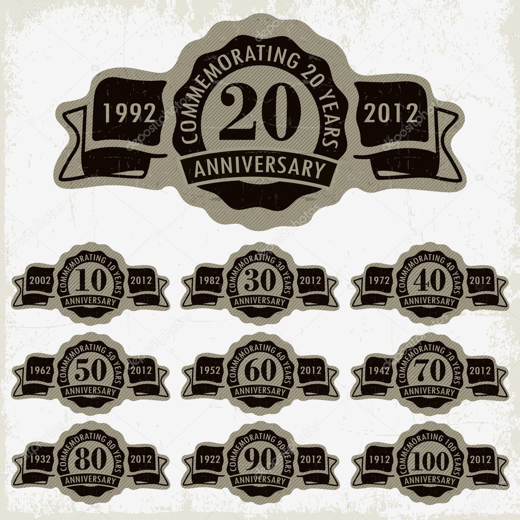 Anniversary signs and cards vector design