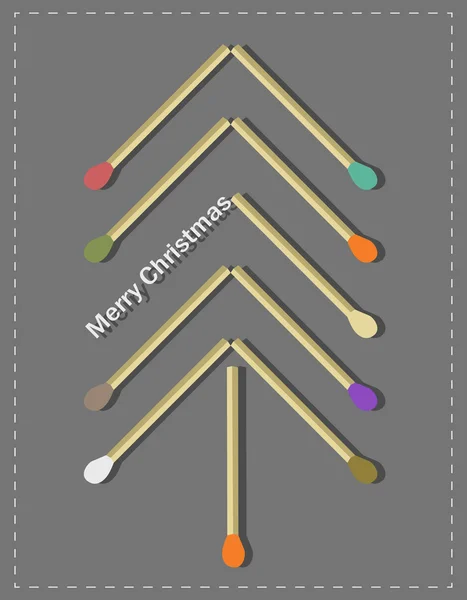 Arbre de Noël créatif avec éléments allumettes — Image vectorielle