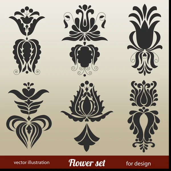 Elementos decorativos florales — Vector de stock