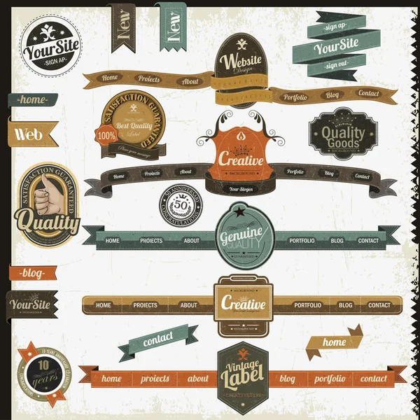 Elementos del sitio web estilo Vintage — Vector de stock