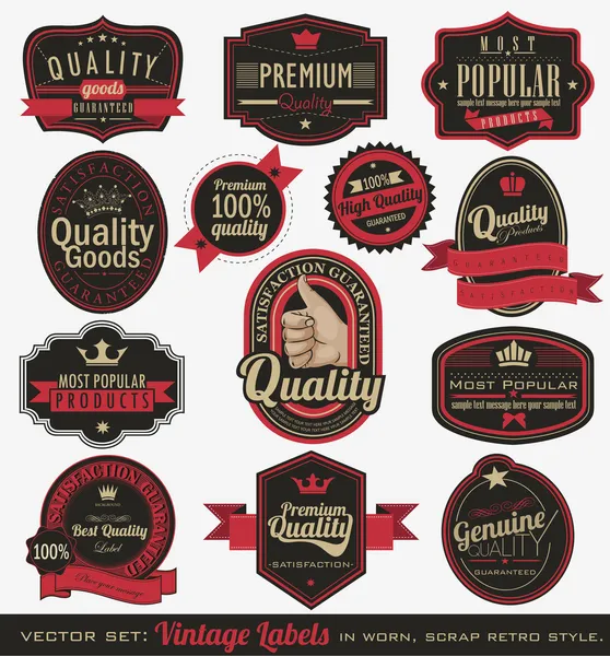 Vintage premie kwaliteitslabels — Stockvector