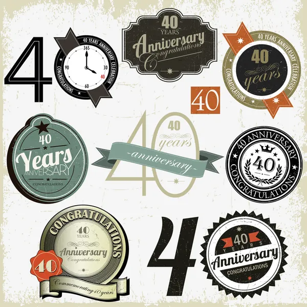 40 년 기념일 표시-디자인 컬렉션 — 스톡 벡터