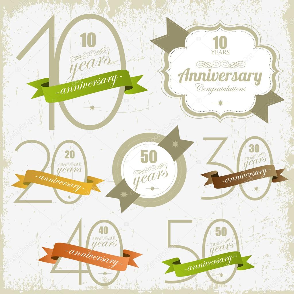 Anniversary signs and cards illulstration design Jubilee design