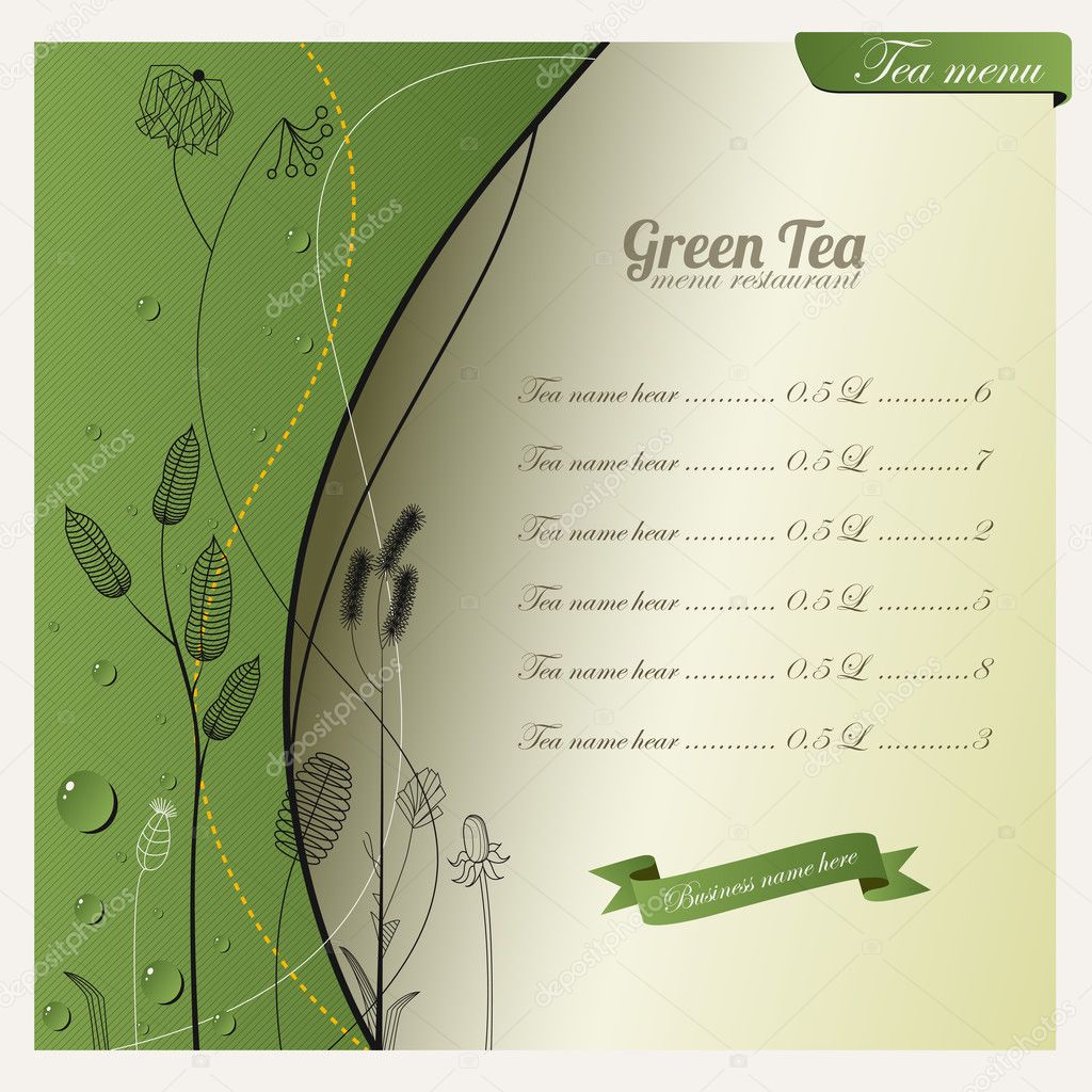 Green tea background and menu design Stock Vector by ©rekaa 14005011