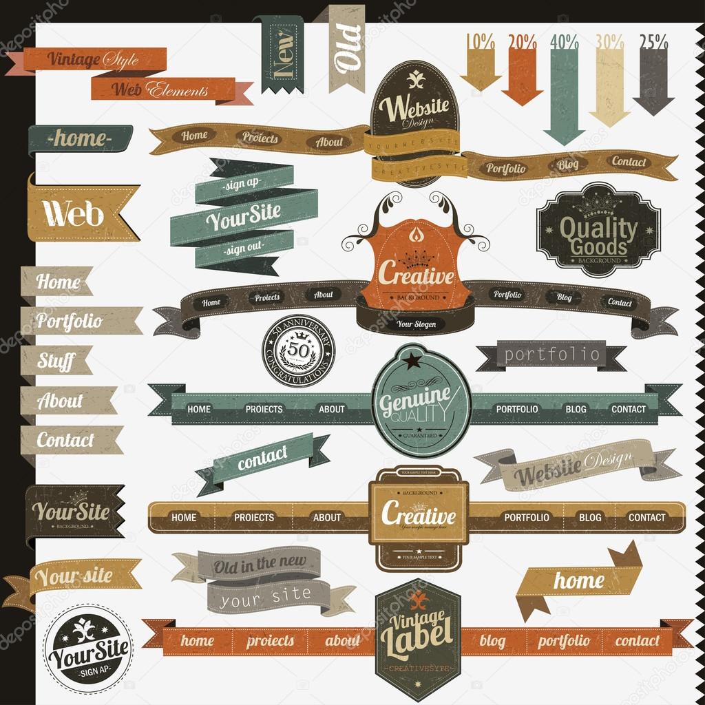 Retro vintage style website elements