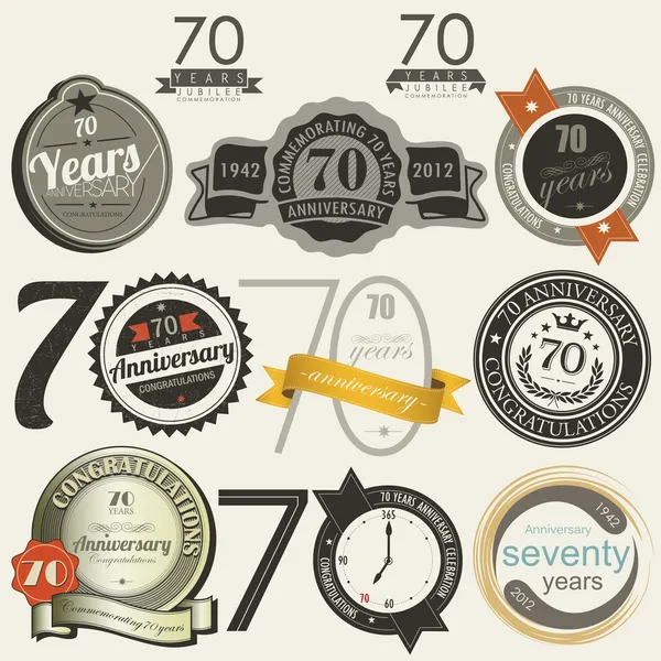 70 let výročí značky a karty kolekce — Stockový vektor