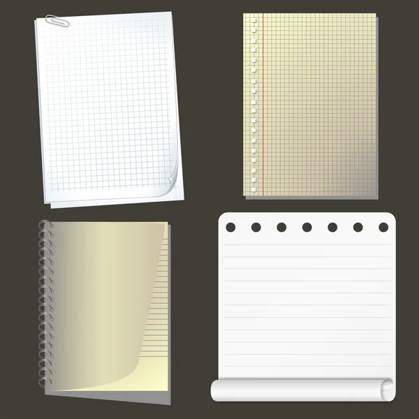 Set of vector paper. Collection Notebook Paper — Stock Vector