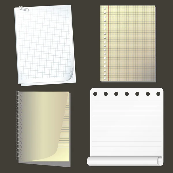 Set van vector papier. collectie notebookpapier — Stockvector