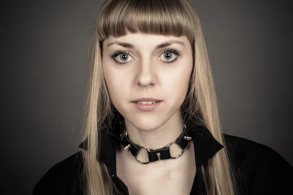 Beautiful woman in a black shirt — Stock Photo, Image