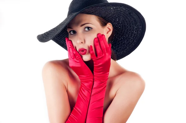 Glamour donna in cappello — Foto Stock