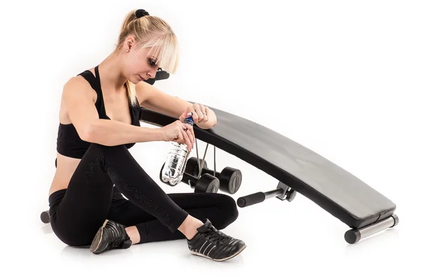 Woman tired from playing sports — Stock Photo, Image