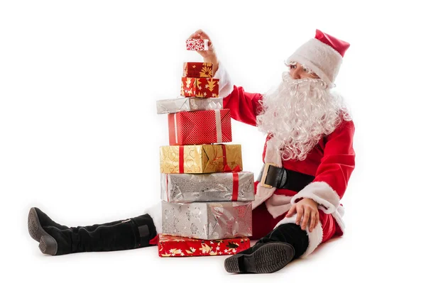 Santa Claus and gifts pyramid — Stock Photo, Image