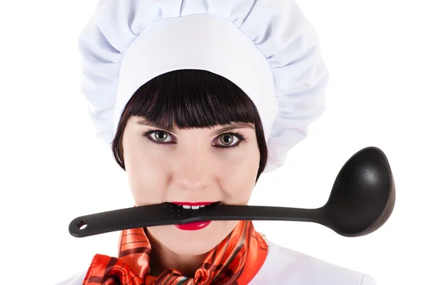 Portrait of a chef with a ladle — Stock Photo, Image