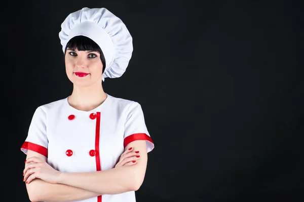 Samice šéfkuchař zblízka — Stock fotografie