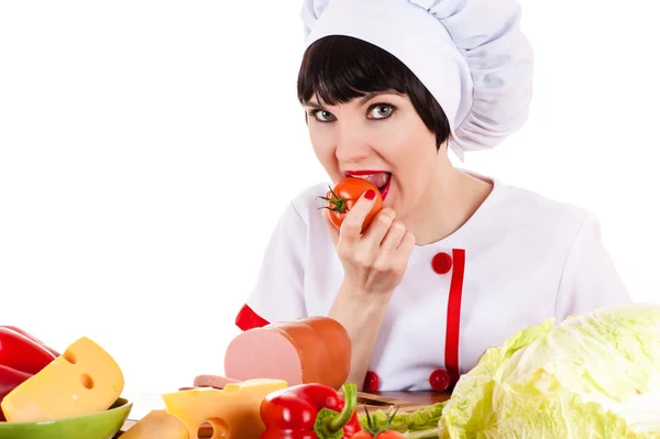 Chef eating — Stock Photo, Image