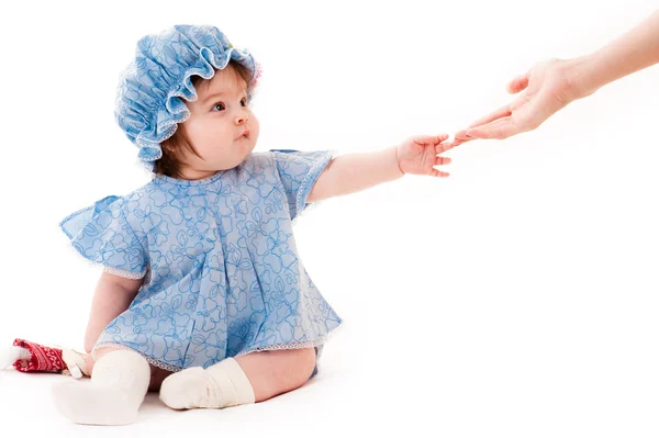 Beautiful baby girl reaches out — Stock Photo, Image