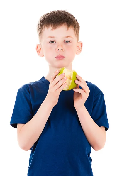 Niño mordiendo manzana —  Fotos de Stock