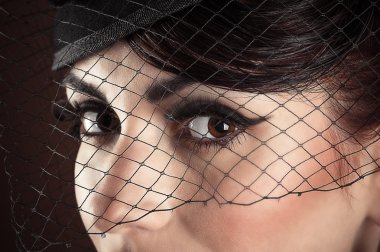 güzel model siyah makyaj closeup ile