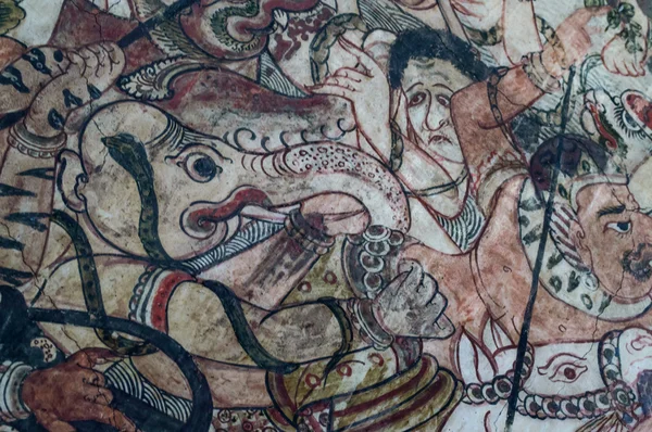 Phetchaburi - September 15 : Old Mural painting in Wat Koe Kaew — Stock Photo, Image