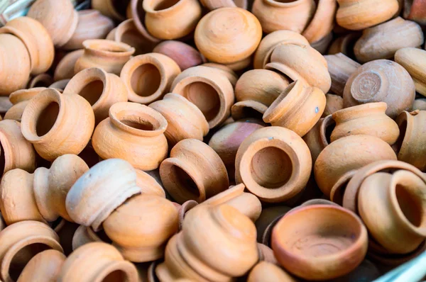 The group of small clay pots, use for background. — Stock Photo, Image