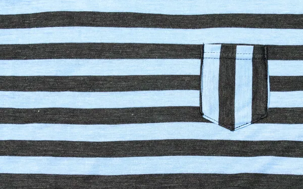 Horizontal strips black and blue pattern fabric with pocket. — Stock Photo, Image