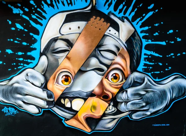 sokak sanatı grafiti yüzündeki duvar biraz burada Bangkok, Tayland