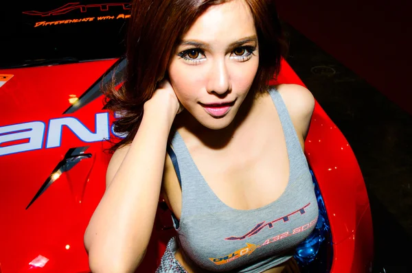 Female presenters model at Bangkok International Auto Salon 2013. — Stock Photo, Image