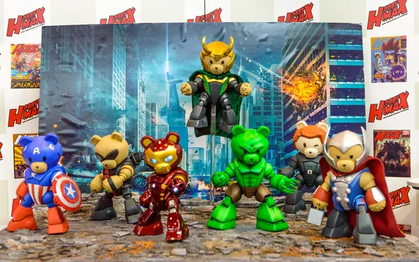 BANGKOK - MAIO 10: Os Vingadores Urso Personalizar por hobbymax em Tha — Fotografia de Stock