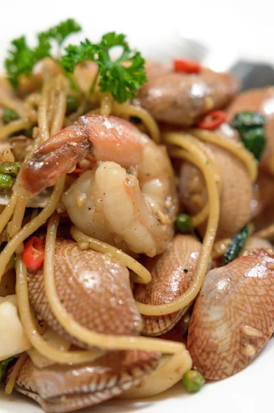 Spaghetti Seafood Thai Style. — Stock Photo, Image