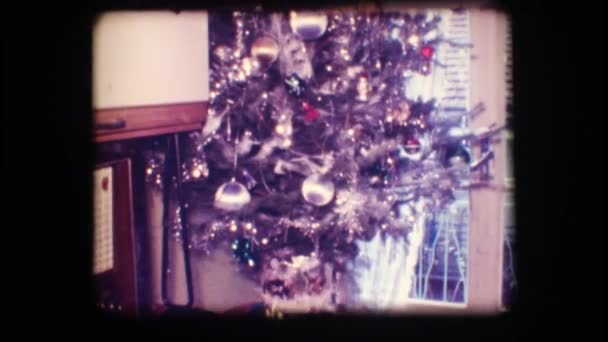 Jahrgang 8mm. Weihnachtsbaum — Stockvideo