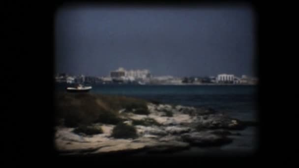 Vintage 8mm. Bay in the Mediterranean Royalty Free Stock Footage