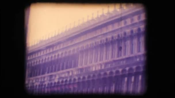 Vintage 8mm. St. Mark's square in Venice — Stock Video